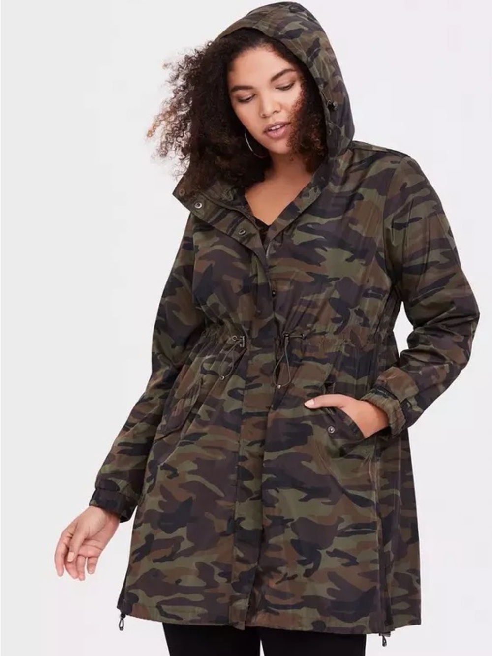 Torrid Camo Lightweight Hooded Anorak Jacket Water-Resistant windbreaker Size 16